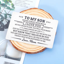 Load image into Gallery viewer, Gift for Son Men Stocking Stuffers for Christmas Teen Boys To My Son Gift from Mom Kids Birthday Valentines Day Gift Wallet Card for Son in Law Stepson Adult Son from Mom in Law Mom Father's Day Gift