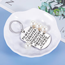 Load image into Gallery viewer, Inspirational Keychain Gifts for Son Teen Boys Men to My Son 16 18 23 Year Old Birthday Christmas Valentines Day Key Chain Gift for Boy Stepson Back to School University Graduation Gifts for Him