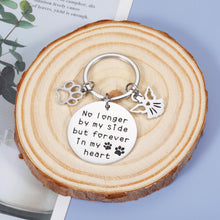 Load image into Gallery viewer, Dog Memorial Keychain Pet Loss Memorial Gifts Remembrance Gifts for Loss of Pet Dog Cat, Pet Sympathy Gifts for Dogs Cats, No Longer by My Side, Pet Keepsake Keyring for Pet Lover Silver