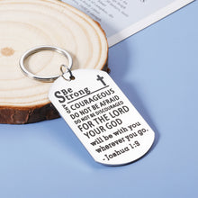 Load image into Gallery viewer, Inspirational Christian Gifts for Women Men Bible Verse Keychain Be Strong and Courageous Religious Gifts Confirmation Gifts for Boys Girls Christmas Birthday Graduation Gifts Encouragement Communion