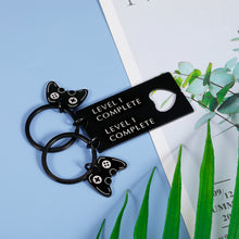 Load image into Gallery viewer, 1 Year Anniversary GIFS for Boyfriend Girlfriend Couple Him Her Women Men 1st Wedding Anniversary Keychain Gift for Husband Wife Fiance Fiancee Gamer Level 1 Completed Matching Keychain Double Sided