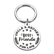 Load image into Gallery viewer, Uncle Fathers Day Keychain Gifts from Nephew for Uncle Birthday Valentines Day Gifts Uncle and Nephew Best Friends for Life Keychain Thanksgiving Christmas Gifts Best Uncle Gifts for Men from Kids