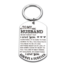 Load image into Gallery viewer, Husband Fathers Day Anniversary Keychain Gifts from Wife Valentines Day I Love You Birthday Gifts for My Soulmate Hubby Him Wedding Day Engagement Christmas Gifts for Fiance Groom Boyfriend