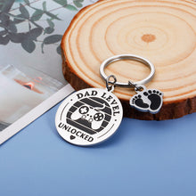 Load image into Gallery viewer, New Dad Keychain Gifts Pregnancy Announcement for Dad Husband, First Time Dad, Dad to be, Soon to be Dad Boyfriend Fathers Day Christmas Birthday Day Gifts Dad Level Unlocked Keychain