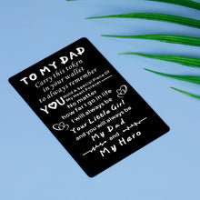 Load image into Gallery viewer, Dad Gifts from Daughter Wallet Card Insert for Dad Christmas Gift for Best Dad Step Dad Bonus Dad Father Daughter Gifts from Kids Birthday Father's Day Gift for Husband from Wife Stocking Stuffer Men