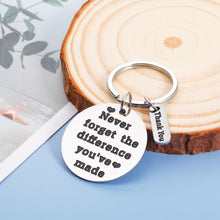 Load image into Gallery viewer, Thank You Retirement Gifts for Women Men Teacher Coach Boss Going Away Leaving Appreciation Farewell Goodbye Gifts for Coworker Friend Never Forget The Difference You've Made Keychain Christmas
