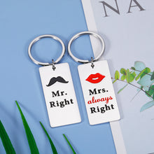 Load image into Gallery viewer, Wedding Gifts Mr. Right and Mrs. Always Right Couples Matching Keychain Engagement Housewarming Gifts for Couple His and Hers Gifts for Husband Wife Newlywed Bride Groom Anniversary Bridal Shower