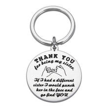 Load image into Gallery viewer, Funny Sister Keychain Gifts from Sister Brother in Law Birthday Gifts for Big Little Sister Mothers Day Christmas Valentines Gifts Friendship Present for Women Best Friend Soul Unbiological Sister