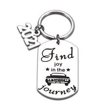 Load image into Gallery viewer, Camping Keychain Gifts for RV Campers Travel Trailer Find Joy in the Journey 2021 Enjoy Retirement Keyring Gifts for Boss Coworker Vacation Road Trip Camp Lovers Gift Camping Party Favors Accessories