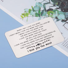 Load image into Gallery viewer, Sentimental Wallet Card Insert Gifts for Him Boyfriend Husband Gifts for Christmas Birthday from Girlfriend Wife Mini Love Note Valentine Anniversary Wedding Gifts For Groom Bride Him Her Men Women