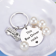 Load image into Gallery viewer, School Bus Driver Gift Keychain Appreciation Gift for Men Thank You Gifts Bus Key Chain for Keeping Me Safe Birthday Retirement Going Away Gifts for Him Bus Driver