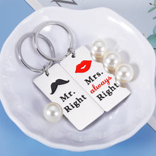 Load image into Gallery viewer, Wedding Gifts Mr. Right and Mrs. Always Right Couples Matching Keychain Engagement Housewarming Gifts for Couple His and Hers Gifts for Husband Wife Newlywed Bride Groom Anniversary Bridal Shower