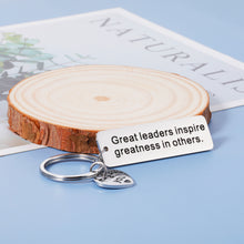 Load image into Gallery viewer, Thank You Gifts for Leaders Boss Women Men Keychain for Christmas Birthday Gift for Leader Supervisor PM Mentor Retirement Farewell Jewelry Coworker Present Great Leaders Inspire Greatness in Others