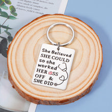 Load image into Gallery viewer, Nurse Keychain Gifts for RN Nurses Practitioner Nursing School Student Pendant Appreciation Graduation Birthday Christmas Nurse's Day Gifts Women She Believed She Could Key Ring Inspirational