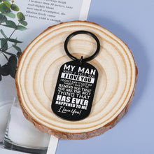 Load image into Gallery viewer, Valentines Day Gifts for Boyfriend Husband from Girlfriend Wife My Man Couples Keychain Anniversary Birthday Gifts for Him Fiance Groom Engagement Wedding Christmas Present from Bride Key Ring