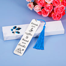Load image into Gallery viewer, Coffee & Books Bookmark with Tassels Bookmarks for Book Lovers Best Friend Christmas Birthday Valentines Day Gifts for Women Men Her Him Boy Girl Teacher Son Daughter Boss Coworker Stocking Stuffer