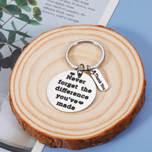 Load image into Gallery viewer, Thank You Retirement Gifts for Women Men Teacher Coach Boss Going Away Leaving Appreciation Farewell Goodbye Gifts for Coworker Friend Never Forget The Difference You've Made Keychain Christmas