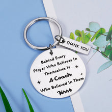 Load image into Gallery viewer, Coach Thank You Basketball Coach Gift Appreciation Keychain for Hockey Baseball Soccer Coach Teacher Celebration Match Cheer Keyring for Softball Swimming Coach Going Away Retirement Christmas
