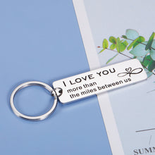 Load image into Gallery viewer, Long Distance Relationship Keychain Gifts for Boyfriend Girlfriend Couples I Love You More Than The Miles Between US Gifts for Him Her Birthday Valentines Christmas Going Away Gifts for Husband Wife