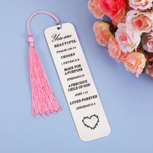 Load image into Gallery viewer, Inspirational Christian Gifts for women Bible Verse Bookmark with Tassel Book Lover Gifts for Women Birthday Christmas Bookmarks Gifts for Friends Girl Sister Female Bookworms Book Club Religious Gift