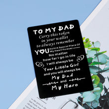 Load image into Gallery viewer, Dad Gifts from Daughter Wallet Card Insert for Dad Christmas Gift for Best Dad Step Dad Bonus Dad Father Daughter Gifts from Kids Birthday Father's Day Gift for Husband from Wife Stocking Stuffer Men