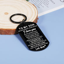 Load image into Gallery viewer, Birthday Christmas Gifts for Son from Mom To My Son Inspirational Keychain Valentine's Day Graduation Anniversary Back To School Gifts for Boys Stepson Son in Law Him Men Stocking Stuffer