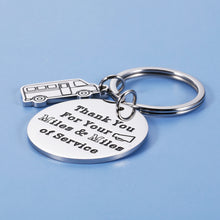 Load image into Gallery viewer, School Bus Driver Appreciation Gifts Keychain for Men Him Thanksgiving Day Christmas Birthday Retirement Going Away Gifts School Bus Keychain Charm Thank you for your miles and miles of service