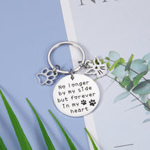 Load image into Gallery viewer, Dog Memorial Keychain Pet Loss Memorial Gifts Remembrance Gifts for Loss of Pet Dog Cat, Pet Sympathy Gifts for Dogs Cats, No Longer by My Side, Pet Keepsake Keyring for Pet Lover Silver