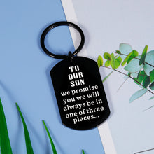 Load image into Gallery viewer, Valentine Gifts for Son from Mom Dad to My Son Inspirational Keychain Valentines Day Birthday Graduation Back to School Christmas Gift for Kids Teen Boys Him Stepson Gifts from Stepmom Double Sided