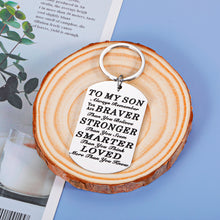 Load image into Gallery viewer, Inspirational Keychain Gifts for Son Teen Boys Men to My Son 16 18 23 Year Old Birthday Christmas Valentines Day Key Chain Gift for Boy Stepson Back to School University Graduation Gifts for Him