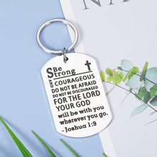 Load image into Gallery viewer, Inspirational Christian Gifts for Women Men Bible Verse Keychain Be Strong and Courageous Religious Gifts Confirmation Gifts for Boys Girls Christmas Birthday Graduation Gifts Encouragement Communion