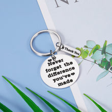Load image into Gallery viewer, Thank You Retirement Gifts for Women Men Teacher Coach Boss Going Away Leaving Appreciation Farewell Goodbye Gifts for Coworker Friend Never Forget The Difference You've Made Keychain Christmas