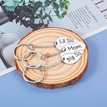 Load image into Gallery viewer, Mom Birthday Gift from Daughter - 3PCS Stainless Steel Mother Big Sis Little Sis Keychain Gifts Set for Mother's Day Christmas Mother Daughters Matching Heart Pendant Jewelry Set