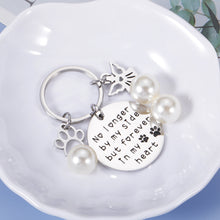 Load image into Gallery viewer, Dog Memorial Keychain Pet Loss Memorial Gifts Remembrance Gifts for Loss of Pet Dog Cat, Pet Sympathy Gifts for Dogs Cats, No Longer by My Side, Pet Keepsake Keyring for Pet Lover Silver