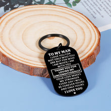 Load image into Gallery viewer, Valentine Day for Him Men Husband to My Man Keychain I Love You Gife for Him Hubby Boyfriend Anniversary Birthday Christmas Fiance Groom Wedding Couple from Girlfriend Wife Romantice Gifts for Men