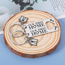 Load image into Gallery viewer, Our First Home Keychain New Home Housewarming Gifts for Couple Newlyweds New Homeowner House Key Ring Woman Men Moving in Keychains Realtor Closing Gifts Christmas New Year Homey Key Chain