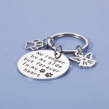 Load image into Gallery viewer, Dog Memorial Keychain Pet Loss Memorial Gifts Remembrance Gifts for Loss of Pet Dog Cat, Pet Sympathy Gifts for Dogs Cats, No Longer by My Side, Pet Keepsake Keyring for Pet Lover Silver