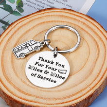 Load image into Gallery viewer, School Bus Driver Appreciation Gifts Keychain for Men Him Thanksgiving Day Christmas Birthday Retirement Going Away Gifts School Bus Keychain Charm Thank you for your miles and miles of service