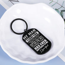 Load image into Gallery viewer, Valentines Day Gifts for Boyfriend Husband from Girlfriend Wife My Man Couples Keychain Anniversary Birthday Gifts for Him Fiance Groom Engagement Wedding Christmas Present from Bride Key Ring