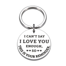 Load image into Gallery viewer, Funny Anniversary Birthday Keychain Gifts for Husband Fiance Groom Boyfriend I Love You Gifts for Him Her Wife Girlfriend Christmas Valentines Day Wedding Gifts for Fiancee Bride Engagement Present