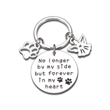 Load image into Gallery viewer, Dog Memorial Keychain Pet Loss Memorial Gifts Remembrance Gifts for Loss of Pet Dog Cat, Pet Sympathy Gifts for Dogs Cats, No Longer by My Side, Pet Keepsake Keyring for Pet Lover Silver