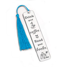 Load image into Gallery viewer, Coffee & Books Bookmark with Tassels Bookmarks for Book Lovers Best Friend Christmas Birthday Valentines Day Gifts for Women Men Her Him Boy Girl Teacher Son Daughter Boss Coworker Stocking Stuffer