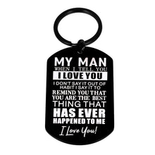 Load image into Gallery viewer, Valentines Day Gifts for Boyfriend Husband from Girlfriend Wife My Man Couples Keychain Anniversary Birthday Gifts for Him Fiance Groom Engagement Wedding Christmas Present from Bride Key Ring