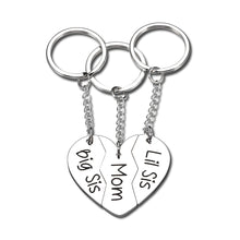 Load image into Gallery viewer, Mom Birthday Gift from Daughter - 3PCS Stainless Steel Mother Big Sis Little Sis Keychain Gifts Set for Mother's Day Christmas Mother Daughters Matching Heart Pendant Jewelry Set