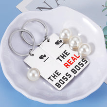 Load image into Gallery viewer, Funny Valentines Day Gifts for Couples the Boss the Real Boss Matching Keychain Wedding Anniversary Birthday Gifts for Husband Wife Couple Boyfriend Newlywed Engagement Bridal Shower Gifts Bride to b