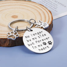 Load image into Gallery viewer, Dog Memorial Keychain Pet Loss Memorial Gifts Remembrance Gifts for Loss of Pet Dog Cat, Pet Sympathy Gifts for Dogs Cats, No Longer by My Side, Pet Keepsake Keyring for Pet Lover Silver