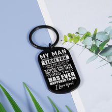 Load image into Gallery viewer, Valentines Day Gifts for Boyfriend Husband from Girlfriend Wife My Man Couples Keychain Anniversary Birthday Gifts for Him Fiance Groom Engagement Wedding Christmas Present from Bride Key Ring