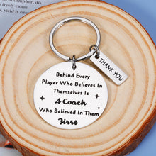 Load image into Gallery viewer, Coach Thank You Basketball Coach Gift Appreciation Keychain for Hockey Baseball Soccer Coach Teacher Celebration Match Cheer Keyring for Softball Swimming Coach Going Away Retirement Christmas