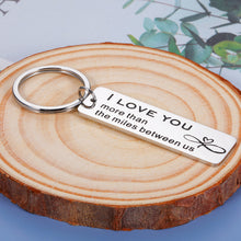 Load image into Gallery viewer, Long Distance Relationship Keychain Gifts for Boyfriend Girlfriend Couples I Love You More Than The Miles Between US Gifts for Him Her Birthday Valentines Christmas Going Away Gifts for Husband Wife