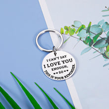 Load image into Gallery viewer, Funny Anniversary Birthday Keychain Gifts for Husband Fiance Groom Boyfriend I Love You Gifts for Him Her Wife Girlfriend Christmas Valentines Day Wedding Gifts for Fiancee Bride Engagement Present